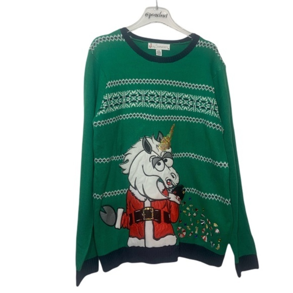 Jolly Sweaters Ugly Unisex Christmas Sweater Unicorn Santa Ugly Sweater Party